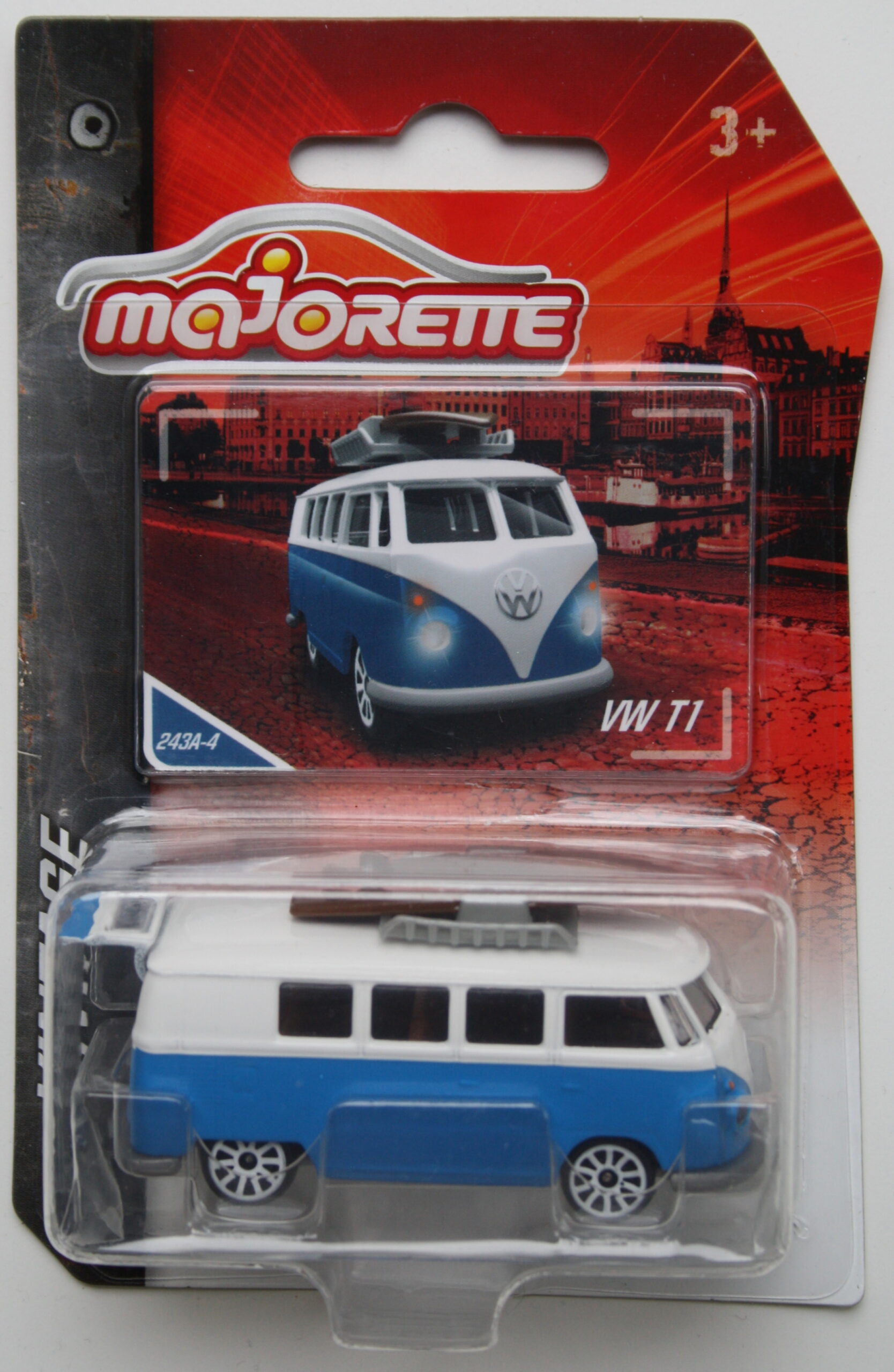 Majorette Volkswagen T1 Bus - with surfboard - Vintage 1:64